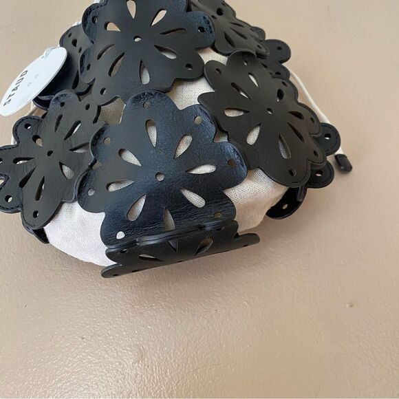 NWT Staud flora basket bag black leather laser cut top handle purse $325 - Picture 14 of 16